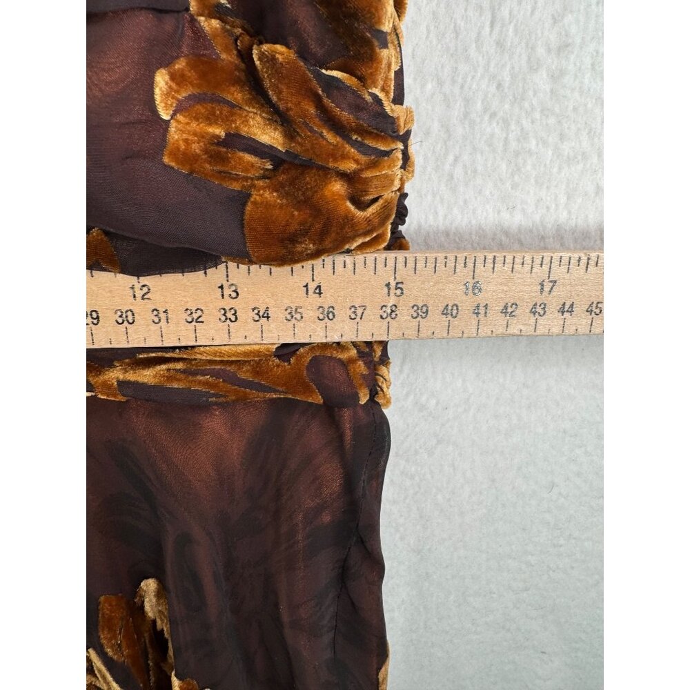 VTG Signature By Robbie Bee brown Floral Halter Dress 12 Silk Blend whimsy goth‎ - Picture 6 of 10